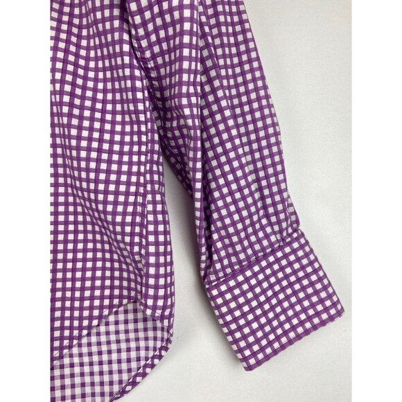 Tailorbyrd Plaid Button Down Purple Shirt 100% Cotton Size Small - Picture 6 of 10